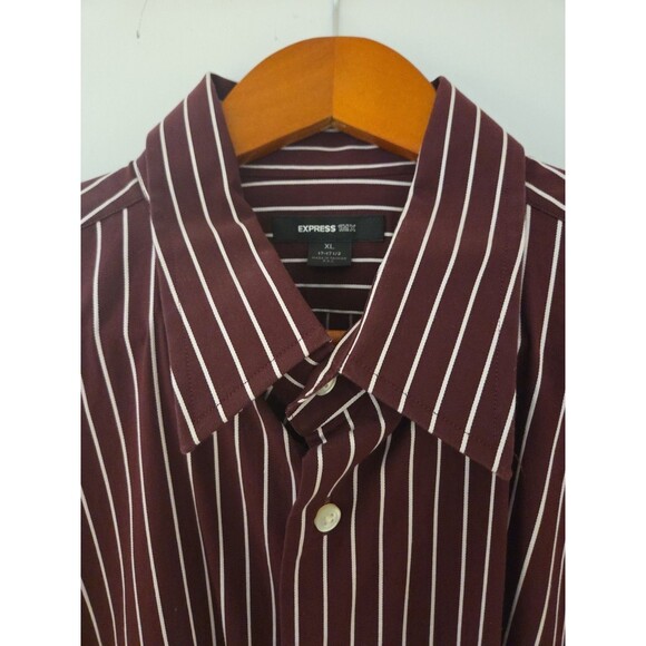 #66 Express 1MX Men Dress Shirt Modern Fit XL Extra Large Size(17-17 1/2) mar/wh - Picture 2 of 3
